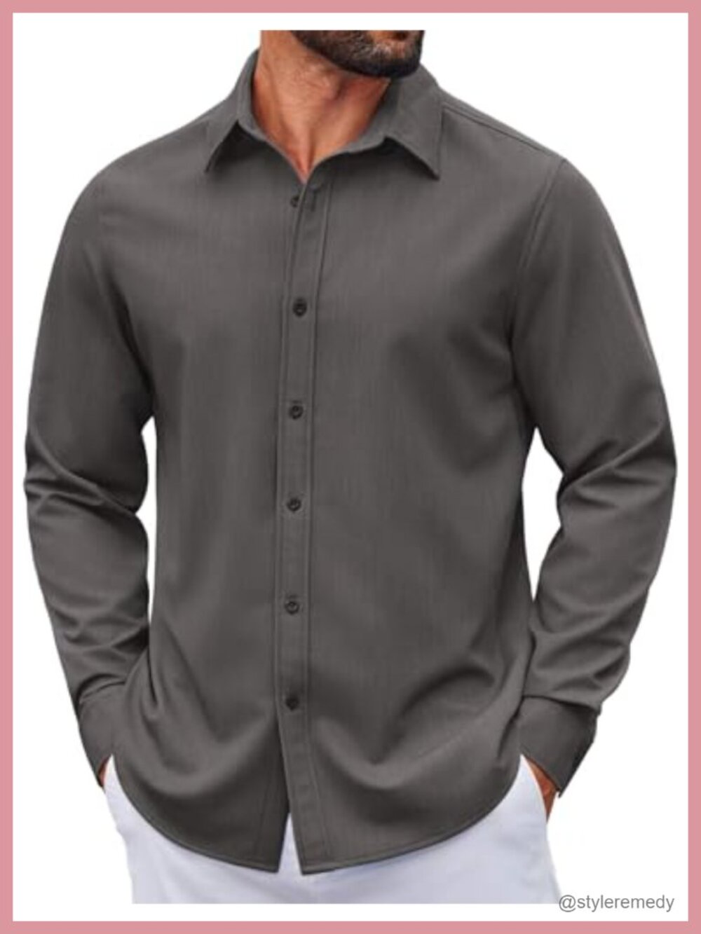 Men's Casual Button Down Denim Dress Shirt Long Sleeve